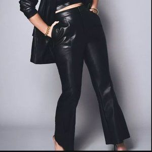 Eloquii NEW Faux Leather Pants Flare Leg Trouser Pant Black Plus Size 14 NWT